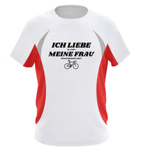 Lade das Bild in den Galerie-Viewer, Größe L - „Ich liebe meine Frau“ - Funktionsshirt Männer in Rot/Weiß
