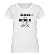Lade das Bild in den Galerie-Viewer, Größe XXL - „Lächeln statt Hecheln" - Frauen Premium Organic T-Shirt in Weiß
