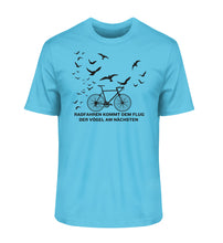 Lade das Bild in den Galerie-Viewer, Größe XXL - „Flug der Vögel“ - Unisex T-Shirt in Blau
