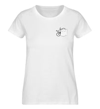 Lade das Bild in den Galerie-Viewer, Größe L - „Brusttaschen Fahrrad" - Frauen Premium Organic T-Shirt in Weiß
