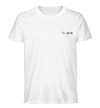 Lade das Bild in den Galerie-Viewer, Größe XL - „Berg, Rad, Bier“ (Stick) - Unisex T-Shirt in Weiß

