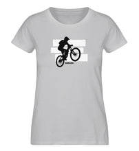 Lade das Bild in den Galerie-Viewer, Größe XXL - „Mountainbiker“ - Frauen Premium T-Shirt in Grau meliert
