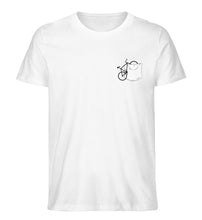 Lade das Bild in den Galerie-Viewer, Größe XS - „Brusttaschen Fahrrad“ - Unisex T-Shirt in Weiß
