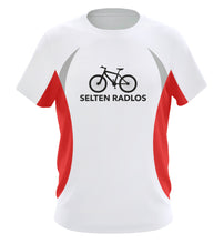 Lade das Bild in den Galerie-Viewer, Größe XL - „MTB selten radlos“ - Funktionsshirt Männer in Rot/Weiß
