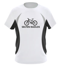 Lade das Bild in den Galerie-Viewer, Größe XL - „MTB - Selten Radlos“ - Funktionsshirt Männer in Schwarz/weiß
