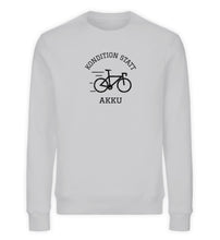 Lade das Bild in den Galerie-Viewer, Größe L - „Kondition statt Akku“ - Unisex Sweatshirt in Grau
