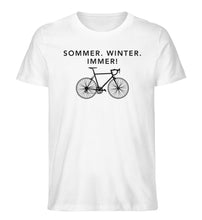 Lade das Bild in den Galerie-Viewer, Größe L - „Sommer, Winter, immer“ - Unisex T-Shirt in Weiß
