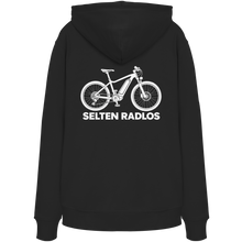 Lade das Bild in den Galerie-Viewer, „E-Bike-Selten Radlos" (Rückendruck) - Unisex Organic Hoodie
