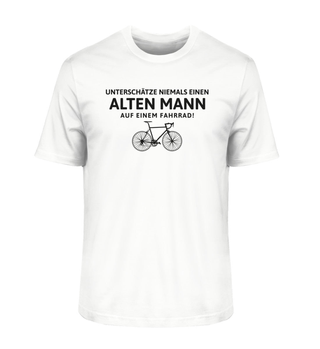 Größe XXL - „Unterschätze niemals einen alten Mann“ - Unisex T-Shirt in Weiß