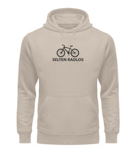Lade das Bild in den Galerie-Viewer, Größe L „MTB - Selten Radlos" - Unisex Organic Hoodie in Dessert Dust
